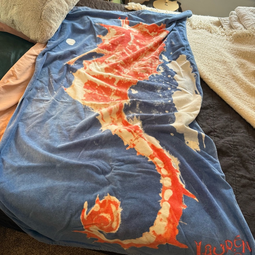 Ralph Lauren Blue Vintage Seahorse Beach Towel